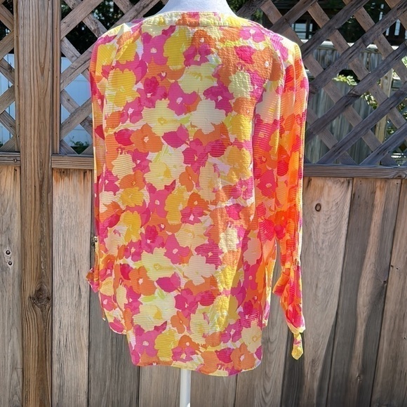 Hearts of Palm Watercolor Pansies Top Size 14 - Picture 4 of 8